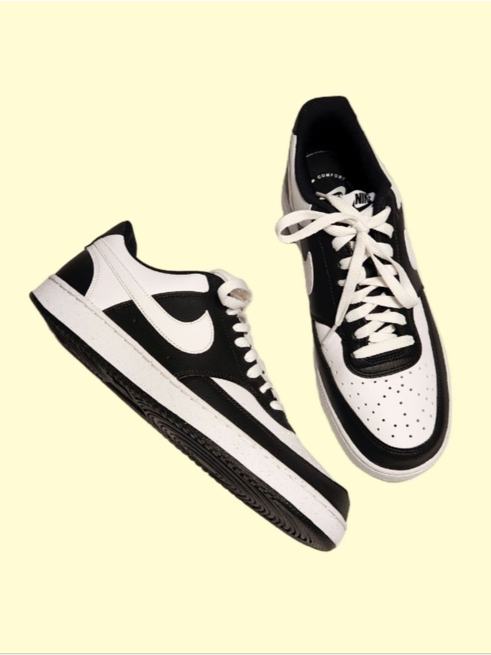 Nike Court Vision Low Black White Lace-Up Mens Sneakers Size 10.5